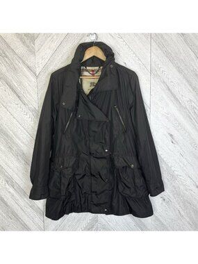 Burberry London Womens Jacket Size M Black Lightweight Rain Utility Windbreaker